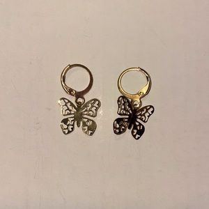 Gold Butterfly Clasp Earrings